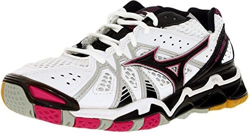 Mizuno Womens Wave Tornado 9 Athletic Volleyball Court Shoes- White/Black/Purple (7.5 B(M) US)