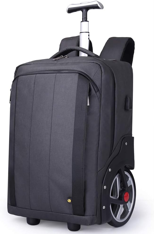 Hand Luggage Wheeled Trolley, Convertible Backpack and Day Bag. Flight Approved Cabin case, Rolling Backpack for Men, Trolley Bags for School Travel Laptop Backpack