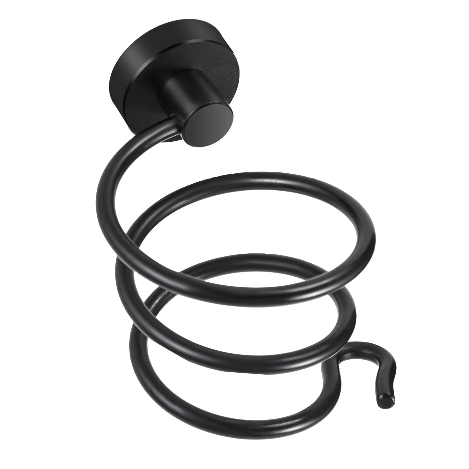 YUET Hair Dryer Holder Hairdryer Station Wall Mounted Stand Hanger Rack Blow Spiral Aluminum Construction Black Painted Shelf Storage For Bathroom Shower Room
