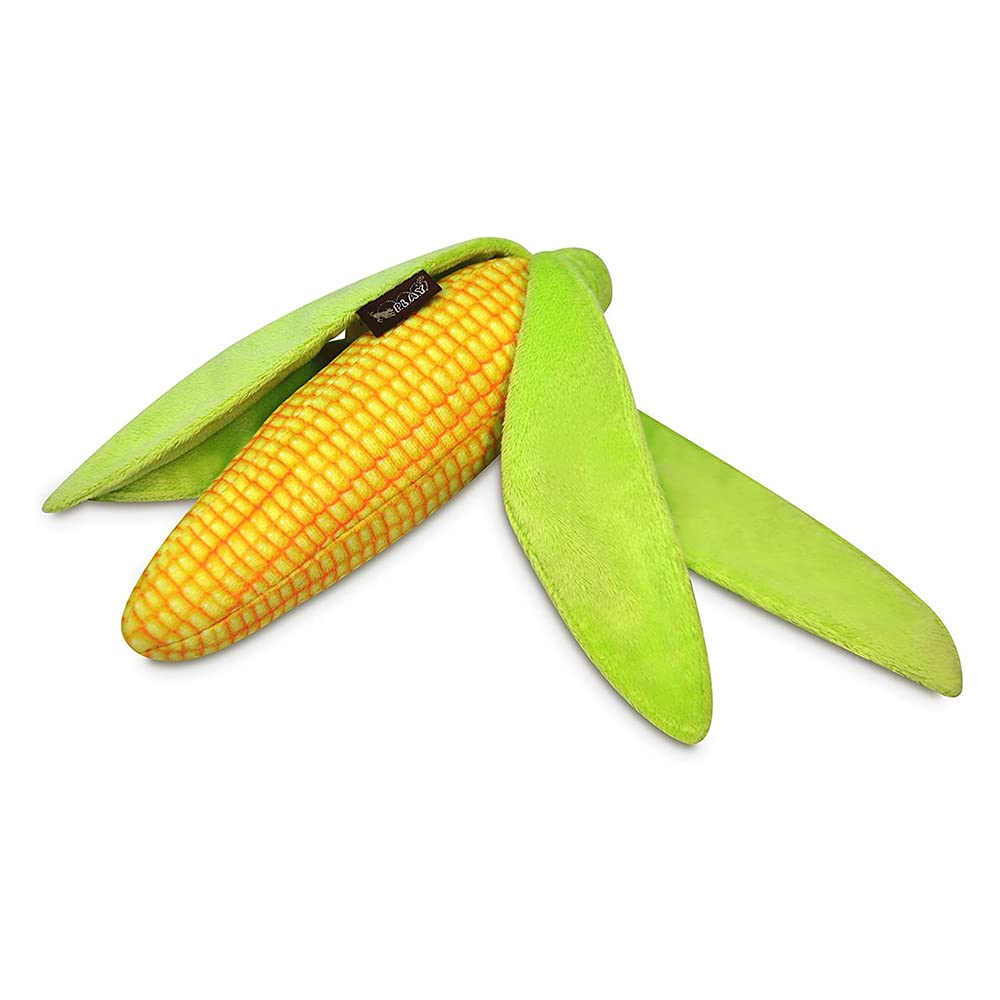 P.L.A.Y. Farm Fresh Corn Plush Dog Toy – Durable Handmade Soft Toy for Dogs & Cats, Double-Layered, Eco-Friendly Fill from Recycled Bottles, Machine Washable
