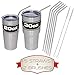 CASELAST Premium Stainless Steel Straws - For 30 oz & 20 oz Yeti Tumbler Rambler Cups, RTIC and other brands - Set of 5 Bend Extra Long Reusable Drinking Straws + 2 Cleaning Brushes + eBook