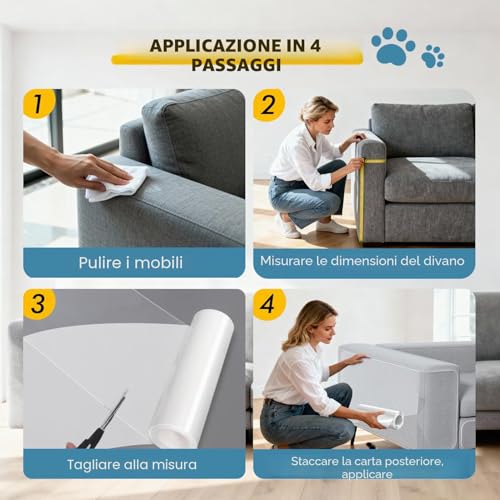 Cat Scratches Sofa Protector, 40 x 800 cm Scratch-Resistant Cat Sofa Protector for Cat, Sofa Protector for Sofas, PVC Anti-Scratch Protector, Protector for Sofa Door and Furniture