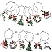 Tatuo 6 Pieces Christmas Glass Charms Theme Party Wine Glass Tags Christmas Wine Rings for Goblet Drink Marker, 6 Styles