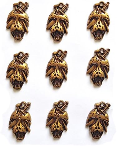 MaxGetz Charms Loom Band Charms Pendants for Rainbow Rubber Band Kits, Jewelry or Craft Projects 9 pc Brass Metal-Like Skull (SBE15A03)