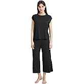GYS Bamboo Viscose Pajamas for Women Set, 2 Piece Soft Capri Pants Cap Sleeve Top Lounge Set, Comfy Loungewear Sleepwear PJs
