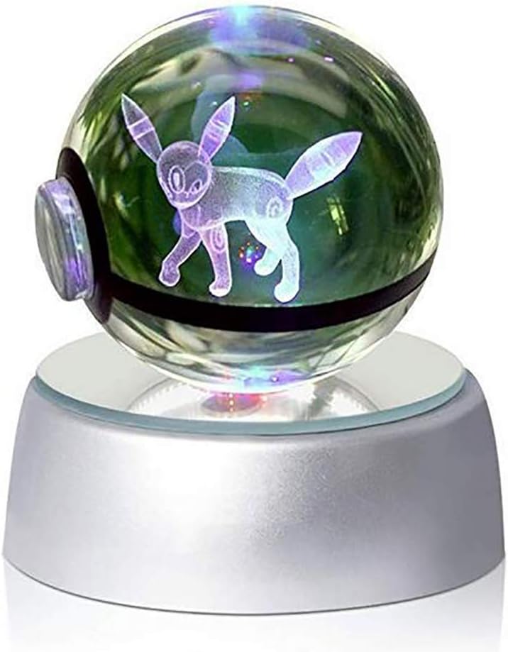 3D Crystal Ball LED Night Light, Children's Gift Lamp 50mm Ball Automatic Discoloration Base