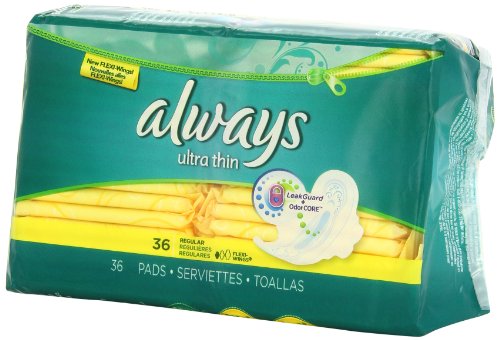 Always Ultra Thin Size 1 Feminine Pads with Wings, 36 Count - Pack of 2 (72 Total Count)
