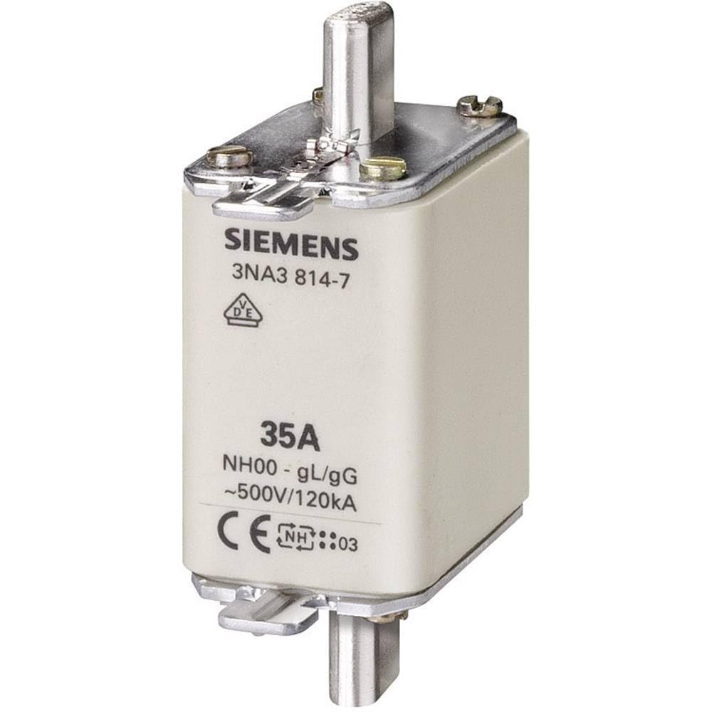 Siemens 3NA3832 LV HRC Fuse Link, NH00, in: 125 A, gG, Un AC: 500 V, Un DC: 250 V, Front Indicator, Non-Insulated Grip lugs, White