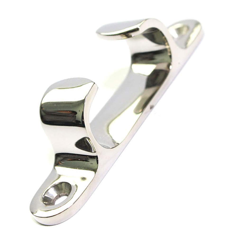 BOOMBOOST Straight Fairlead Mooring Cleat Flat Clamp For Boat Rope Slat For Marine Yacht 4 Inch Stainless Steel Polished