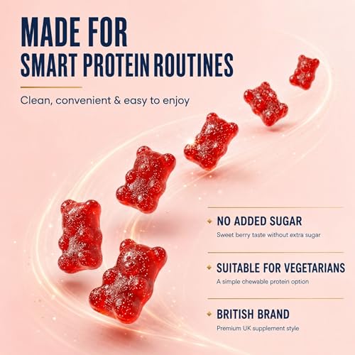 Whey Protein Gummies – Berry Blast Flavor, 12g Protein Per Serving (4 Gummies), Protein Snack Alternative, No Added Sugar, Convenient On-the-Go Protein Supplement, 60 Gummies