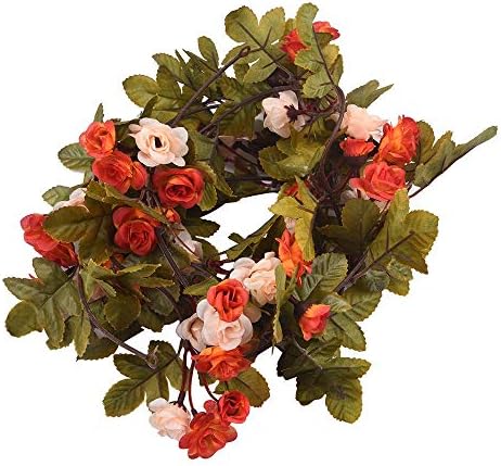 Artificial Flowers Hanging Flowers Artificial Violet Flower Wall Wisteria Basket Hanging Garland Vine Flowers Fake Silk Orchid for Wedding,Party, Garden, Home Decoration (Orange)