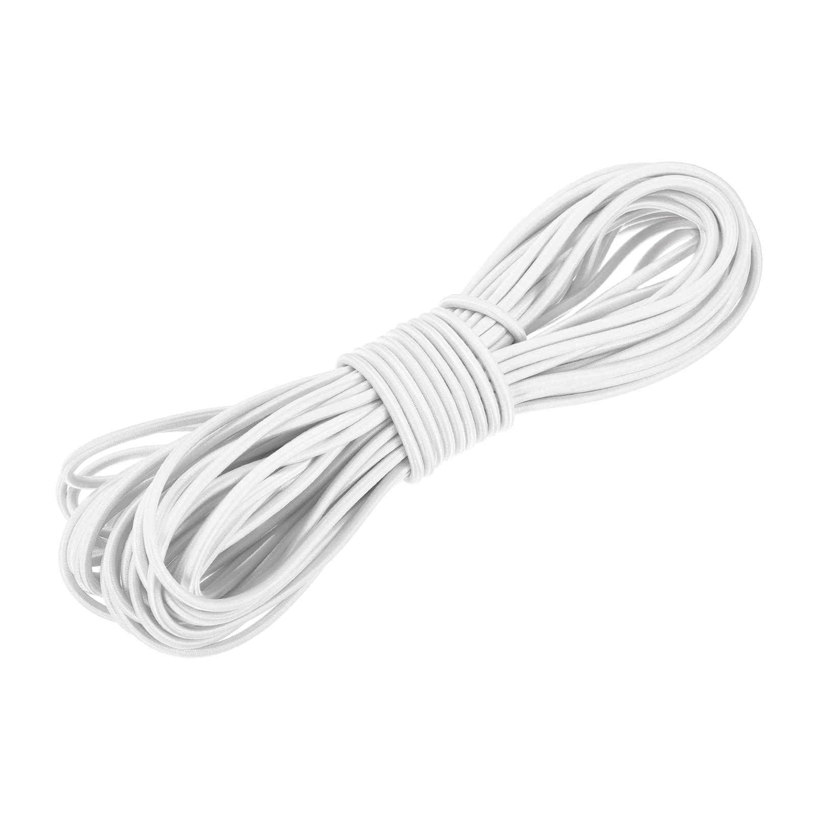 DMiotech 3mm Shock Cord, 15 M White Bungee Cord Tent Pole Shock Cord Round Elastic Kayak Rope Stretch String Marine Grade Heavy Polyester for DIY Projects Tie Downs