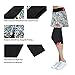 HonourSport Women Running Leggings with Pocket Side Slit Skirted Printed Capris Leggings