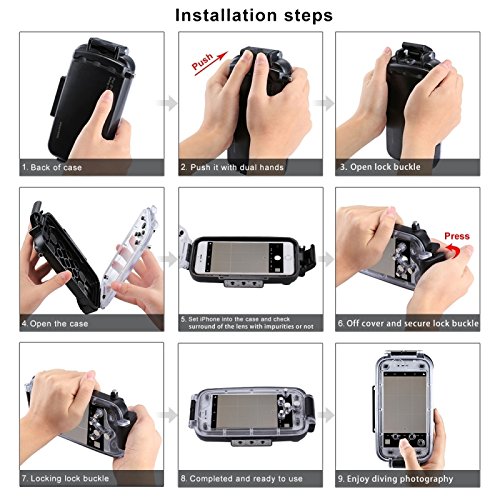 HAWELL iPhone X/XS Diving Case, Professional [40m/130ft] Surfing Swimming Snorkeling Photo Video Waterproof Protective Case Underwater Housing for iPhone with Lanyard (White) - Thumbnail 6