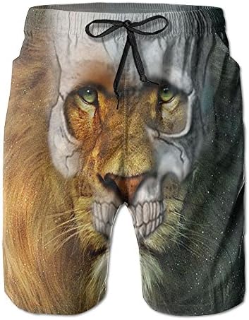 Men colorful Lion Skull Summer Breathable Quick Dry Swim Trunks Beach Shorts Board Shorts Boardshort Swimming Shorts Beach Shorts Swimming Panty Summer Shorts Compression Shorts