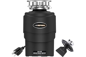 MAX DISPOSER Garbage Disposal 3/4 HP Ultra Quiet powerful grinding Kitchen Food Waste Disposer with Power Cord Easy install, 