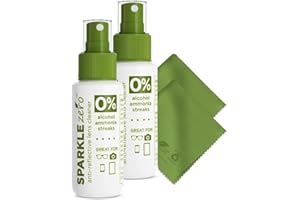 OPTIPAK Sparkle Anti-Reflective Eco Friendly Lens Cleaner Spray Kit | (2x) 1oz Glasses Cleaner Bottle + (2x) Microfiber Cloth for Eyeglasses, Lenses, Screens and Sunglasses Cleaning Kit (4 Piece Set)