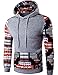 Unko Men Pocket Long Sleeve Ethnic Printing Hooded Hoodies