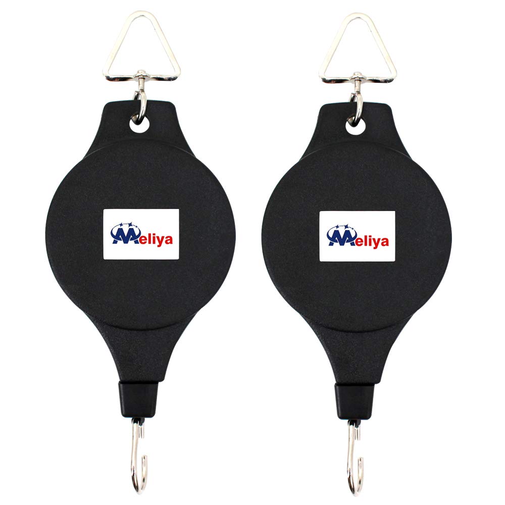 Meliya 2PCS Retractable Hanger Adjustable Heavy Duty Plant Pulley Hook for Hanging Planters Flower Basket Pots, Birds Feeder, Plant Grow Light