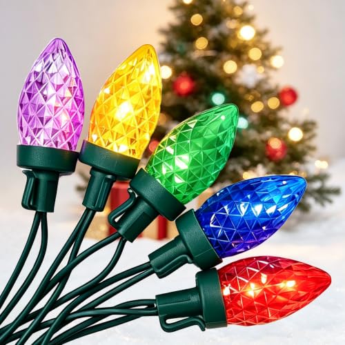 26Ft C7 LED Christmas Lights Outdoor, with 52 Multicolor… at Amazon