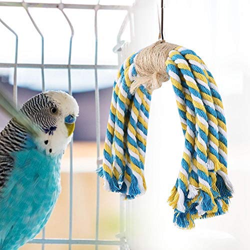 HEEPDD Colorful Rope Toy, Natural Cotton Bird Swing Hanging Chew Toy for Small to Medium Birds Cage Decor Play Preening Activity