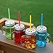 Lily's Home Old Fashioned Mason Jar Mugs with Handles, Tin Lids and Matching Reusable Plastic Straws, Assorted Solid Colors (16 oz. Each, Set of 4)