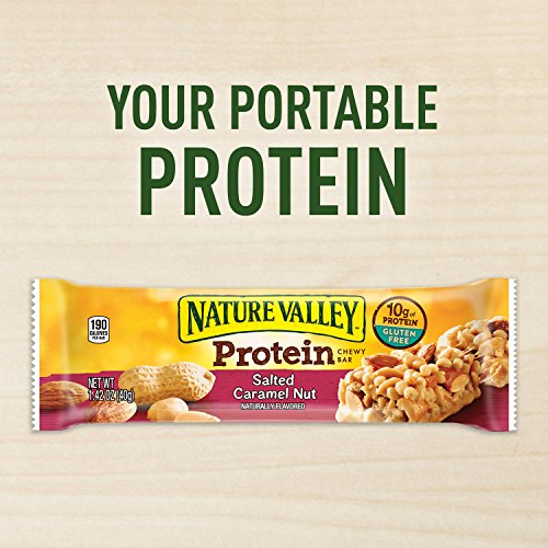 Nature Valley Protein Chewy Bar Gluten Free Salted Caramel Nut,1.42 Ounce Bars, 5 Count (Pack of