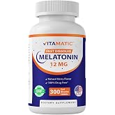 Vitamatic Melatonin 12 mg &ndash; Natural Berry Flavor &ndash; 300 Fast Dissolve Tablets &ndash; Formulated by Healthcare Professionals &ndash; Non-GMO, Gluten Free