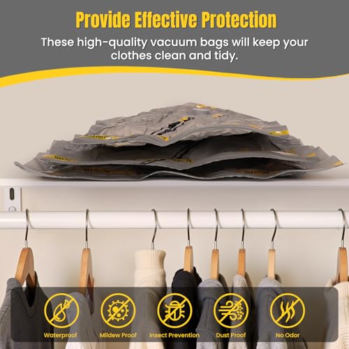 Vacuum Bag with Wireless Pump, 15 Pieces Compression Travel Bags (5 x 40 x 40 cm, 5 x 40 x 50 cm, 5 x 40 x 60 cm), Save 80% Space, Suitable for Travel Suitcases and Home Storage