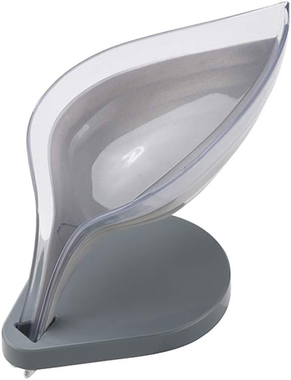 Leaf-shaped Soap Dish Creative Soap Box with Suction Base Plastic Soap Holder Soap Dish Draining Soap Box for Bathroom Kitchen Easy Cleaning Soap Holders Soap Saver