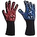 AYL BBQ Gloves Heat Resistant Up to 932⁰F: Insulated Kitchen Cooking Baking & Grilling Gloves for Holding Pots, BBQ, Grill, Non-Slip, Comfy Gril, Mitts, Top BBQ Accessory (Blue/Red)