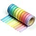 massmall Rainbow tape Washi Tape Masking Decorative Tapes for DIY Scrapbooking Crafts Wrapping Thin 12 Rolls