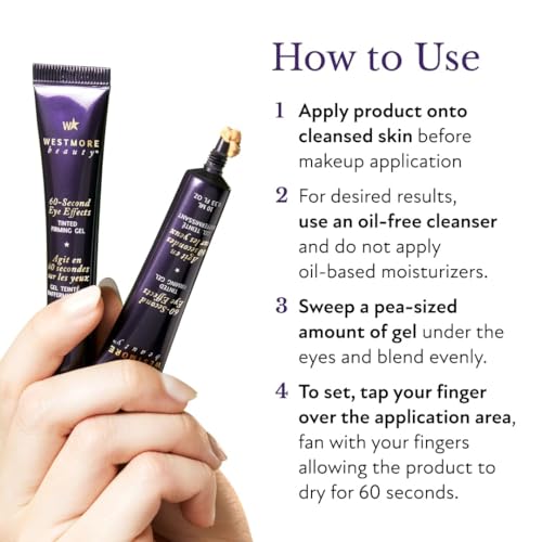 Westmore Beauty 60 Second Effects Tinted Firming Gel & Star Handheld Fan - Under Eye Cream For Puffiness And Bags Under Eyes - 10 mL Light to Medium - 0.33 Fl Oz