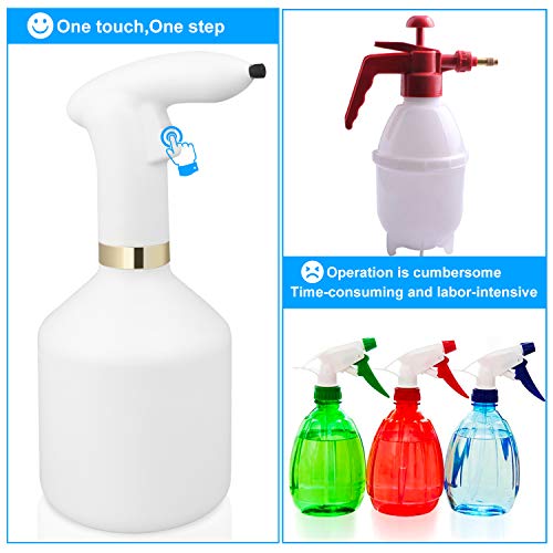 Battery Powered Sprayer,Touch Control Plastic Spray Bottle,1-Liter,USB Charging and Adjustable Nozzle,Multi-Purpose for Gardening, Fertilizing, Cleaning & General Use Spraying