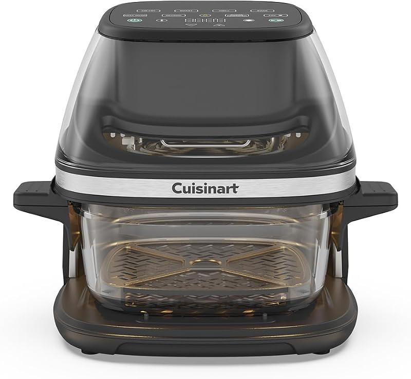 ClearView Freidora de Aire 3,8 L con Cesta de Vidrio, 5‑en‑1 Freír, Asar, Grill, Hornear, Recalentar Crujiente, Sin PFAS, Apta Lavavajillas, 1600 W, Diseño Compacto