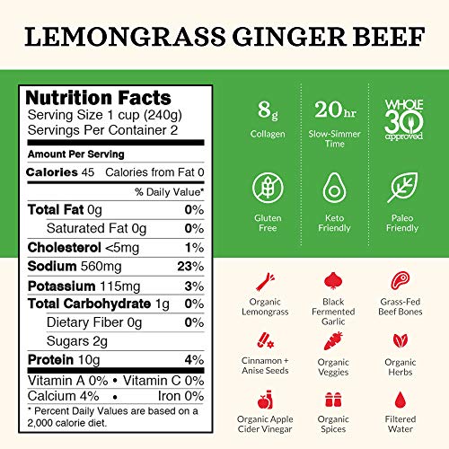 Kettle and Fire Lemongrass Ginger Beef Bone Broth, Keto, Paleo, and Whole 30 Approved, Gluten