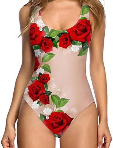WOCACHI Women Swimsuit Sexy High Cut One Piece Funny Plants Bathing Suit Monokini Swimwear