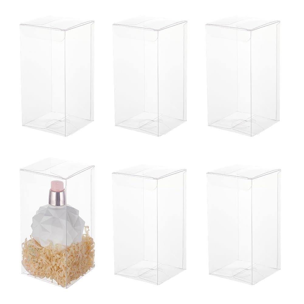 BENECREAT 20PCS 14x7x7cm Clear Wedding Favour Boxes Rectangle PVC Transparent Gift Boxes for Cake Candy Chocolate Birthday Party