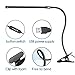 USB LED Desk Clip Light - 10W Bright Book Light Clip on for Bed Night Reading,Steel Gusseneck Clip Lamp for Work/Music/Art Studio with 3 Lighting Modes 10-Level Dimmer Light,Adapter Included (Black)