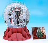 Christmas Greeting Card Pop-up 3-d Snow Globe Holiday Door SGS048