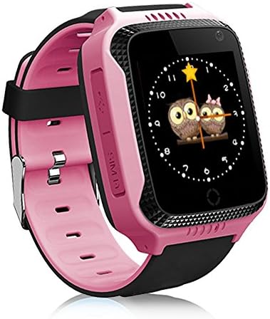 Anti-lost Smart watch for Kids Children with Camera SIM Solt SOS LBS Tracker Touch Screen Remote Monitor Flash Night Light Boys Girl (Pink(GPS))