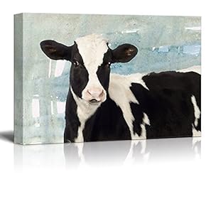 Print Black and White Milk Cow on Abstract Background