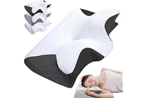 Sleep Apnea Contour Pillow, Cervical Memory Foam, for Side, Back, and Stomach Sleepers, Breathable, Black