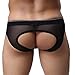 YiZYiF Men's Sexy Buttocks Hollow-Out Thong Mesh Bikini Briefs Underwear Black Medium