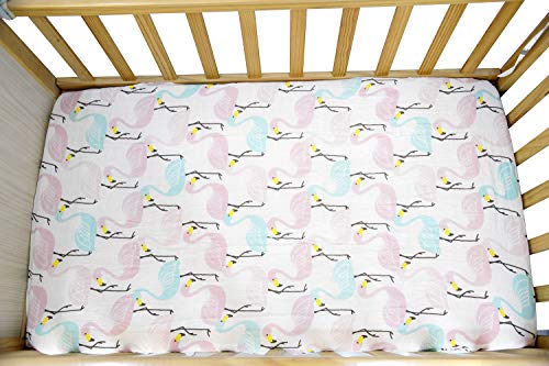LAT 100% Cotton Muslin Fitted Crib Sheet, 52\