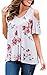 ECOWISH Womens Summer Floral Print Cut Out Shoulder with Ruffle Sleeve T Shirt Blouse(7 Color, S-2XL) White
