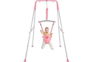 UMIKOOL DIRECT Baby Jumper with Stand, Infant Jumper for Indoor/Outdoor Play, Jumper for Baby 6-24 Months, Baby Jumpers and Bouncers with Adjustable Chain, Easy to Assemble & Store