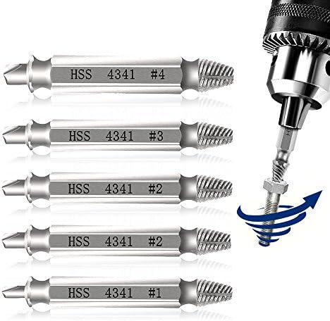 Nebulacc 5 Piece Double Sided Screw Extractor Set SCREW REMOVER Broken Screwdriver to remove Broken Screws or Bolts Made From H.S.S. 4341 #