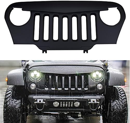 Santu Black Matte Angry Bird Grille Front Grill For 1997-2006 Jeep Wrangler TJ LJ