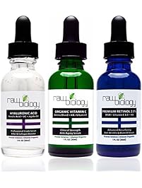 Raw Biology Organic Liquid Facelift with Vitamin C Serum, Retinol and Hyaluronic Acid for Skin